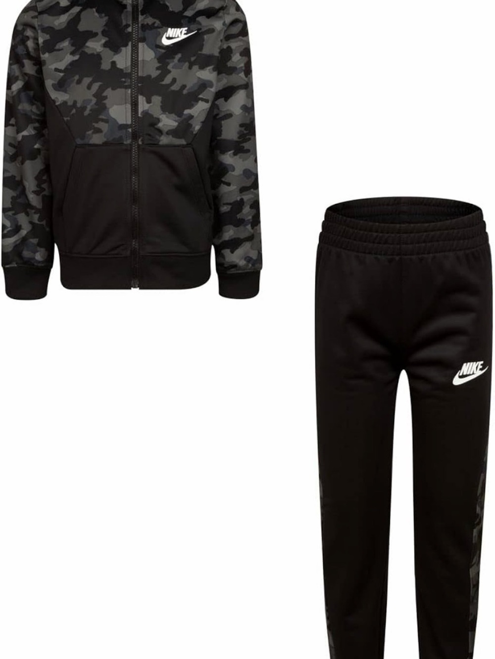 Nike Boy`s Therma Dri Fit Jacket & Pants 2 Piece Set Black (76H109-023)/Camo, 2T